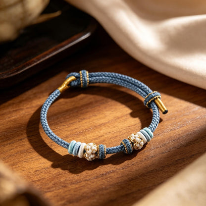 Unisex Tibetan Braided Meditation Bracelet - Handwoven Knot Cord Wristband