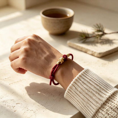 Unisex Red String Snake Charm Bracelet - Adjustable Hand-Braided Gold Plated Protection Bracelet